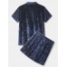 Mens Solid Color V-Neck Top Elastic Waist Shorts Japanese Style Sauna Suit Home Pajamas