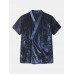 Mens Solid Color V-Neck Top Elastic Waist Shorts Japanese Style Sauna Suit Home Pajamas