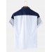 Mens Panel Stitching Pocket Button Up Lapel Short Sleeve Shirts