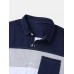 Mens Panel Stitching Pocket Button Up Lapel Short Sleeve Shirts