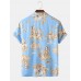 Mens Hawaii Style Landscape Print Revere Collar Short Sleeve Shirts
