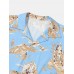 Mens Hawaii Style Landscape Print Revere Collar Short Sleeve Shirts