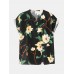 Mens Floral Print V-Neck Loose Cotton Comfy Short Loungewear With Pocket
