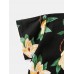 Mens Floral Print V-Neck Loose Cotton Comfy Short Loungewear With Pocket