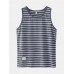 Mens Striped Cotton Sleeveless Tank Loose Shorts Casual Loungewear Thin Pajamas Sets