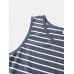 Mens Striped Cotton Sleeveless Tank Loose Shorts Casual Loungewear Thin Pajamas Sets