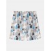 Mens Mushroom Print Thin Lapel Short Sleeve Loose Holiday Beach Loungewear Pajamas Sets