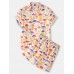 Mens Colorful Mushroom Print Thin Loose Holiday Beach Loungewear Short Sleeve Pajamas Sets