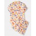 Mens Colorful Mushroom Print Thin Loose Holiday Beach Loungewear Short Sleeve Pajamas Sets