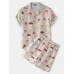Mens Colorful Mushroom Print Thin Loose Holiday Beach Loungewear Short Sleeve Pajamas Sets