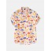 Mens Colorful Mushroom Print Thin Loose Holiday Beach Loungewear Short Sleeve Pajamas Sets