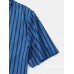 Mens Striped Lapel Patchwork Button Up Short Sleeve Shirts