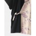 Mens Contrast Color Floral Print Lace-Up Cotton Two-Piece Sauna Bathwear Home Pajamas