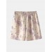 Mens Contrast Color Floral Print Lace-Up Cotton Two-Piece Sauna Bathwear Home Pajamas