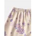 Mens Contrast Color Floral Print Lace-Up Cotton Two-Piece Sauna Bathwear Home Pajamas