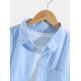 Mens Basic Style Solid Color Cotton Lapel Long Sleeve Shirt With Pocket