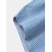 Mens Striped Leaves Print Patchwork Double Pockets Shacet Faux Twinset Shirt