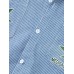 Mens Striped Leaves Print Patchwork Double Pockets Shacet Faux Twinset Shirt