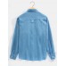 Mens Corduroy Button Up Double Pocket Plain Long Sleeve Shirts