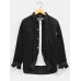 Mens Corduroy Button Up Double Pocket Plain Long Sleeve Shirts