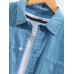 Mens Corduroy Button Up Double Pocket Plain Long Sleeve Shirts