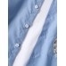 Mens Solid Color Cartoon Cat Pocket Lapel Cotton Long Sleeve Shirt