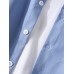 Mens Solid Color Smile Chest Pocket Cotton Long Sleeve Casual Shirt