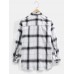 Mens Plaid Long Sleeve Lapel Casual Shirts With Chest Pocket