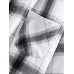 Mens Plaid Long Sleeve Lapel Casual Shirts With Chest Pocket