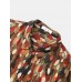 Mens Colorful Leaves Print Holiday Short Sleeve Casual Shirt