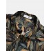 Mens Vintage Leaves Print Short Sleeve Casual Holiday Shirt