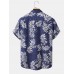 Mens Holiday Plants Floral Print Casual Short Sleeve Shirt