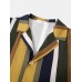 Mens Multicolor Striped Revere Collar Short Sleeve Daily Shirt