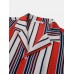 Mens Multicolor Striped Revere Collar Short Sleeve Daily Shirt