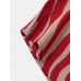 Mens Irregular Striped Revere Collar Cotton Short Sleeve Shirts