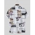 Mens Vintage Figure Letter Print Lapel Short Sleeve Shirts