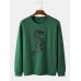 Mens Oriental Dragon Print Round Neck Pullover Cotton Street Sweatshirts