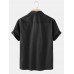 Mens Label Solid Color Lapel Button Up Short Sleeve Shirts