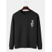 Mens Funny Gesture Chest Print Round Neck Casual Cotton Sweatshirts