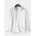 Mens Solid Color Button Up Cotton Linen Basics Long Sleeve Shirts