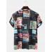 Mens All Over Cartoon Anime Letter Print Short Sleeve Street T-Shirts
