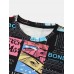 Mens All Over Cartoon Anime Letter Print Short Sleeve Street T-Shirts