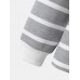 Mens Contrast Horizontal Striped Plain Drawstring Overhead Hoodies