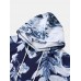 Mens All Over Plant Leaf Print Drawstring Hoodies With Kangaroo Pocket