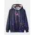 Mens Starry Sky Galaxy Print Drawstring Hoodies With Kangaroo Pocket