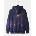 Mens Starry Sky Galaxy Print Drawstring Hoodies With Kangaroo Pocket
