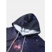 Mens Starry Sky Galaxy Print Drawstring Hoodies With Kangaroo Pocket