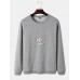 Mens Astronaut Graphic Print Round Neck Cotton Pullover Sweatshirts