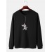 Mens Astronaut Graphic Print Round Neck Cotton Pullover Sweatshirts