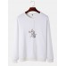Mens Astronaut Graphic Print Round Neck Cotton Pullover Sweatshirts